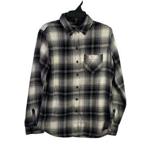 Northeast Outfitters Women's Small Gray & Black Flannel Long Sleeve Button Down